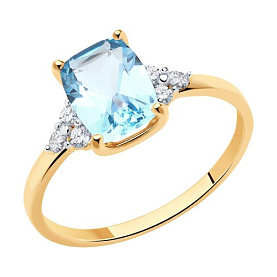 Кольцо SOKOLOV - Золото 375, Топаз, Фианит (арт. 37716192)