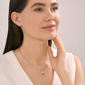 Подвеска SOKOLOV - Серебро 925, Аметист, Фианит (арт. 92030831)