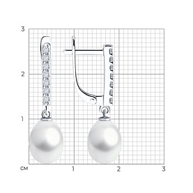 Серьги SOKOLOV - Серебро 925, Жемчуг культивированный, Фианит (арт. 92022971)