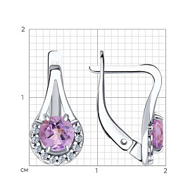 Серьги Diamant - Серебро 925, Аметист, Фианит (арт. 94-320-00504-1)