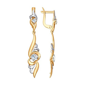 Серьги SOKOLOV - Золото 585, Фианит (арт. 027616)