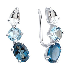 Серьги SOKOLOV - Серебро 925, Горный хрусталь, Топаз, Топаз лондон (арт. 92025407)