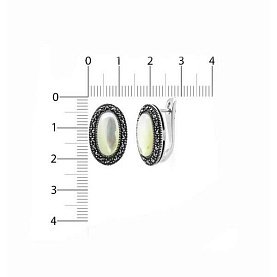 Серьги Эвора - Серебро 925, Марказит, Перламутр (арт. 633374)