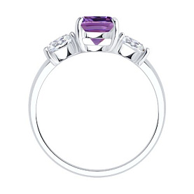 Кольцо SOKOLOV - Серебро 925, Аметист, Фианит (арт. 92014655)