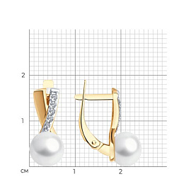 Серьги Diamant - Золото 585, Жемчуг культивированный, Фианит (арт. 51-320-02266-1)