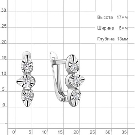 Серьги Аквамарин - Серебро 925, Фианит (арт. 49336.5)