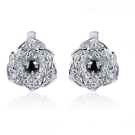 Серьги Platinum Lab. - Платина 950, Бриллиант черный, Бриллиант (арт. ПС-040Ч-02)