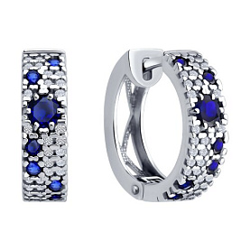 Серьги SOKOLOV - Серебро 925, Синтетический сапфир , Фианит (арт. 88020084)