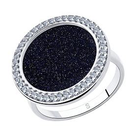 Кольцо SOKOLOV - Серебро 925, Авантюриновое стекло, Фианит (арт. 94013022)