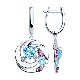 Серьги SOKOLOV - Серебро 925, Аметист, Топаз, Фианит (арт. 92022090)