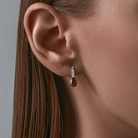Серьги Diamant - Золото 585, Гранат, Фианит (арт. 51-320-01933-4)