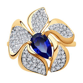 Кольцо SOKOLOV - Серебро 925, Синтетический сапфир , Фианит (арт. 92014562)