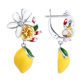 Серьги SOKOLOV - Серебро 925, Фианит, Эмаль (арт. 94027065)