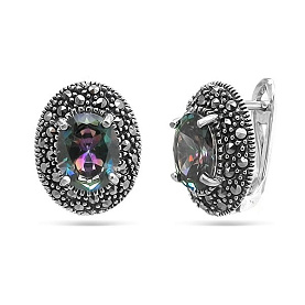 Серьги Эвора - Серебро 925, Кварц, Марказит (арт. 638887)