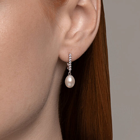 Серьги SOKOLOV - Серебро 925, Жемчуг культивированный, Фианит (арт. 92022971)