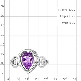 Кольцо Аквамарин - Серебро 925, Аметист, Фианит (арт. 65025004А.5)