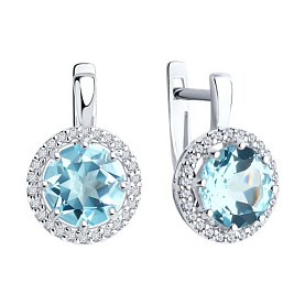 Серьги Diamant - Серебро 925, Топаз, Фианит (арт. 94-320-02052-1)