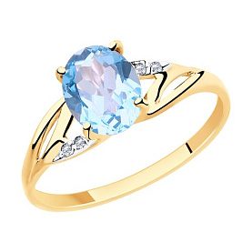 Кольцо SOKOLOV - Золото 375, Топаз, Фианит (арт. 37715945)