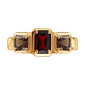 Кольцо Diamant - Серебро 925, Гранат, Раухтопаз (арт. 93-310-01769-1)
