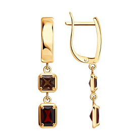 Серьги Diamant - Серебро 925, Гранат, Раухтопаз (арт. 93-321-01769-1)
