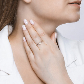 Кольцо SOKOLOV - Золото 585, Фианит (арт. 019026-3)