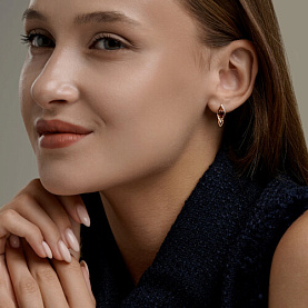 Серьги SOKOLOV - Золото 585, Гранат, Фианит (арт. 729318)