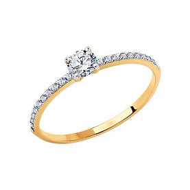 Кольцо SOKOLOV - Золото 585, Фианит (арт. 019096)