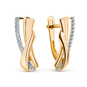 Серьги ЮФ Династия - Золото 585, Фианит (арт. 020332-1102)