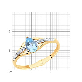 Кольцо SOKOLOV - Золото 375, Топаз, Фианит (арт. 37715613)