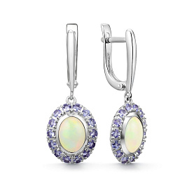 Серьги Дар - Серебро 925, Опал, Танзанит (арт. С-5290рк1170464)