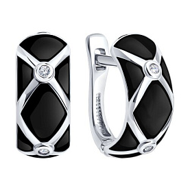 Серьги Diamant - Серебро 925, Фианит, Эмаль (арт. 94-120-00235-2)