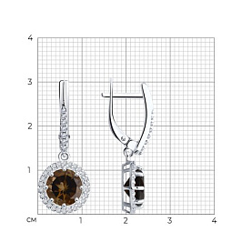 Серьги Diamant - Серебро 925, Раухтопаз, Фианит (арт. 94-321-02052-4)