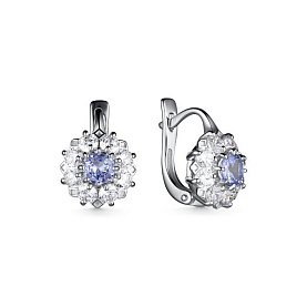 Серьги Дар - Серебро 925, Танзанит, Фианит (арт. С-3912рс46400)