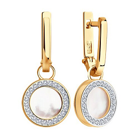 Серьги SOKOLOV - Золото 585, Перламутр, Фианит (арт. 728878)