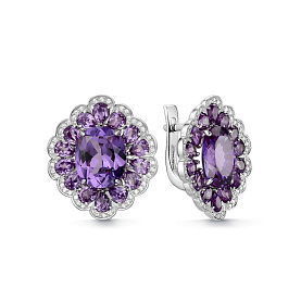 Серьги Дар - Серебро 925, Синтетический александрит, Фианит (арт. С-5270рс94600)