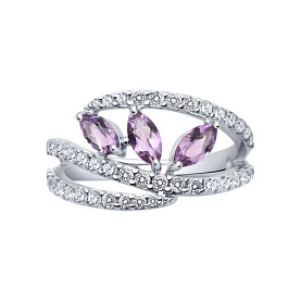 Кольцо SOKOLOV - Серебро 925, Аметист, Фианит (арт. 92014531)