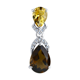 Подвеска SOKOLOV - Серебро 925, Раухтопаз, Фианит, Цитрин (арт. 92030419)