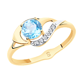Кольцо SOKOLOV - Золото 375, Топаз, Фианит (арт. 37715570)