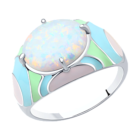 Кольцо SOKOLOV - Серебро 925, Синтетический опал , Эмаль (арт. 83010037)