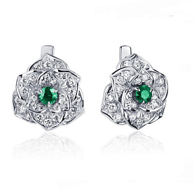 Серьги Platinum Lab. - Платина 950, Изумруд, Изумруд (арт. ПС-040И-02)