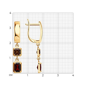 Серьги Diamant - Серебро 925, Гранат, Раухтопаз (арт. 93-321-01769-1)