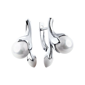 Серьги SOKOLOV - Серебро 925, Жемчуг имитация, Эмаль (арт. 94022672)