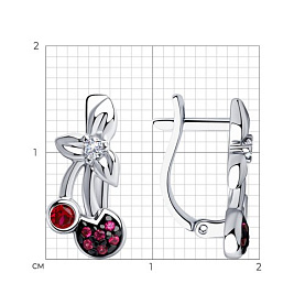 Серьги SOKOLOV - Серебро 925, Синтетический рубин, Фианит (арт. 94023720)