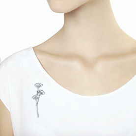 Брошь SOKOLOV - Серебро 925, Фианит (арт. 94040173)