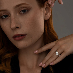 Кольцо SOKOLOV - Серебро 925, Керамика, Фианит (арт. 94013756)