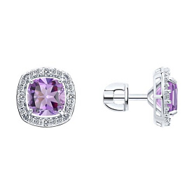 Серьги SOKOLOV - Серебро 925, Аметист, Фианит (арт. 92023189)