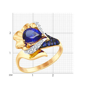 Кольцо SOKOLOV - Золото 585, Синтетический сапфир , Фианит (арт. 714828)