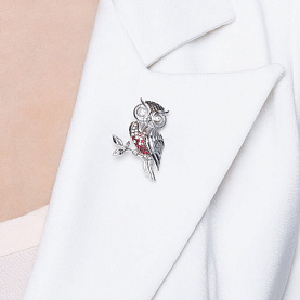 Брошь SOKOLOV - Серебро 925, Синтетический рубин, Фианит (арт. 94040177)