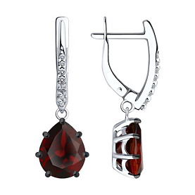 Серьги Diamant - Серебро 925, Гранат, Фианит (арт. 94-321-02059-2)