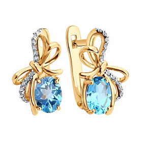 Серьги SOKOLOV - Золото 585, Топаз, Фианит (арт. 729385)